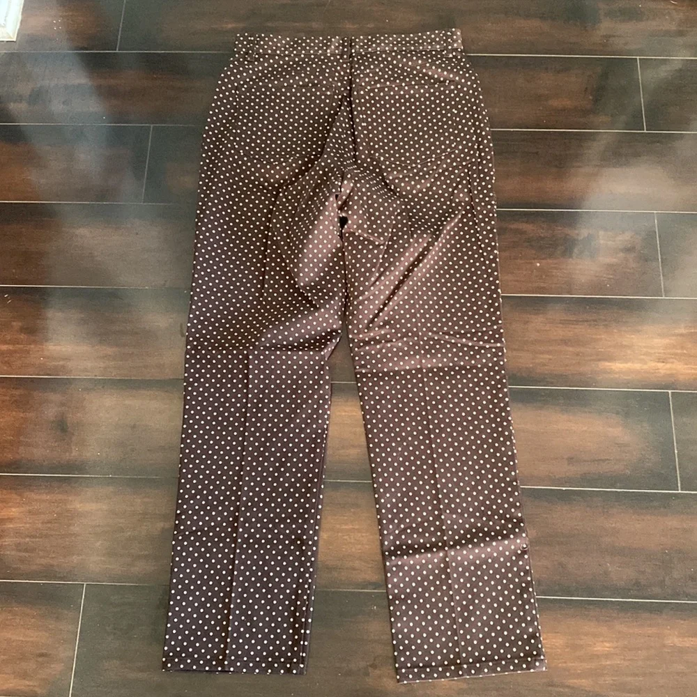 Chaps Brown Polka Dot Pants Business Casual Office Preppy  Cotton Blend Size 6